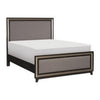 Uri Queen Size Platform Bed Silver Banding Polyester Upholstery Black By Casagear Home BM313317