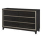 Uri 60 Inch Wide Dresser 6 Drawers Cutout Grooves Silver Banding Black By Casagear Home BM313319