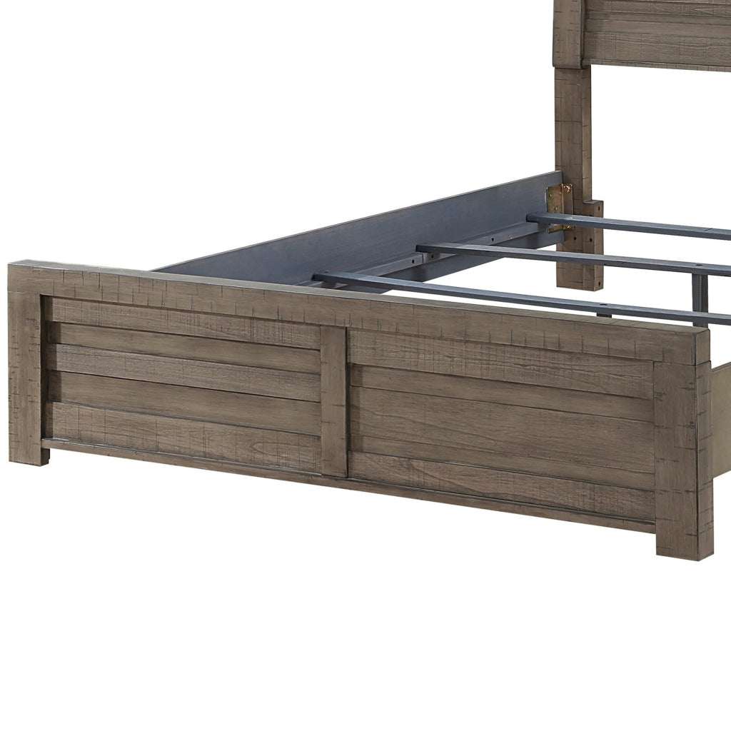 Niti Queen Size Bed Rustic Style Panel Headboard Design Gray Finish By Casagear Home BM313321