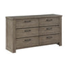 Niti 63 Inch Wide Dresser, 6 Drawers with Black Handles, Plank Style, Gray By Casagear Home