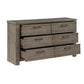 Niti 63 Inch Wide Dresser 6 Drawers with Black Handles Plank Style Gray By Casagear Home BM313323