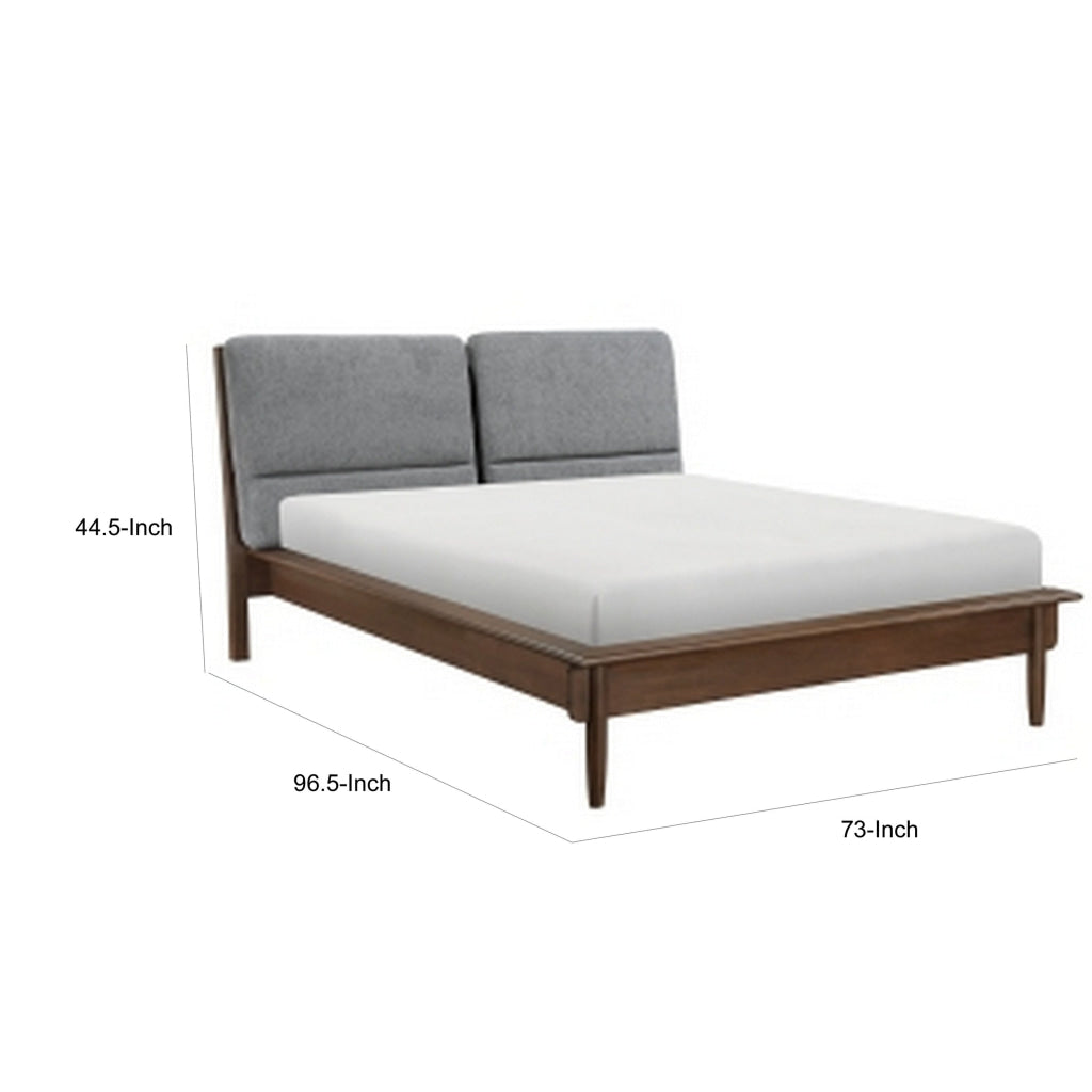 Soly Queen Size Platform Bed Upholstered Back Panel Brown Dark Gray By Casagear Home BM313325