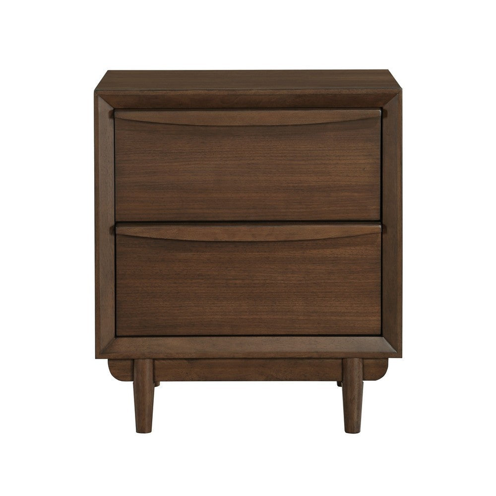 Soly 27 Inch Nightstand 2 Drawers USB Port Lip Pull Handles Brown By Casagear Home BM313326