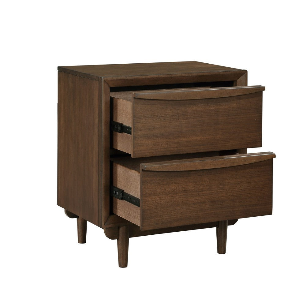 Soly 27 Inch Nightstand 2 Drawers USB Port Lip Pull Handles Brown By Casagear Home BM313326