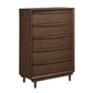 Soly 52 Inch Tall Dresser Chest 5 Drawers Lip Pull Handles Walnut Brown By Casagear Home BM313328