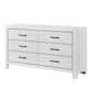 Eby 59 Inch Wide Dresser 6 Drawers with Black Nickel Handles White Finish By Casagear Home BM313330