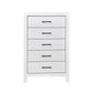 Eby 48 Inch Tall Dresser Chest 5 Drawers with Black Nickel Handles White By Casagear Home BM313331