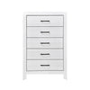 Eby 48 Inch Tall Dresser Chest 5 Drawers with Black Nickel Handles White By Casagear Home BM313331