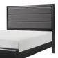 Zen Queen Size Bed Gray Poly Upholstered Headboard Espresso Brown Wood By Casagear Home BM313333