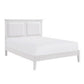 Brite Queen Size Bed White Faux Leather Upholstered Headboard Low Profile By Casagear Home BM313336