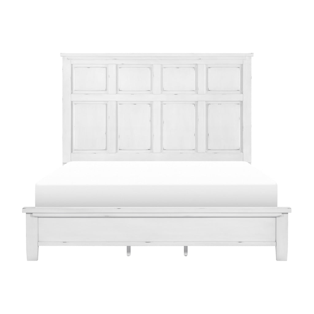 Gemi Queen Size Bed with Headboard Footboard Clean Design White Wood By Casagear Home BM313340