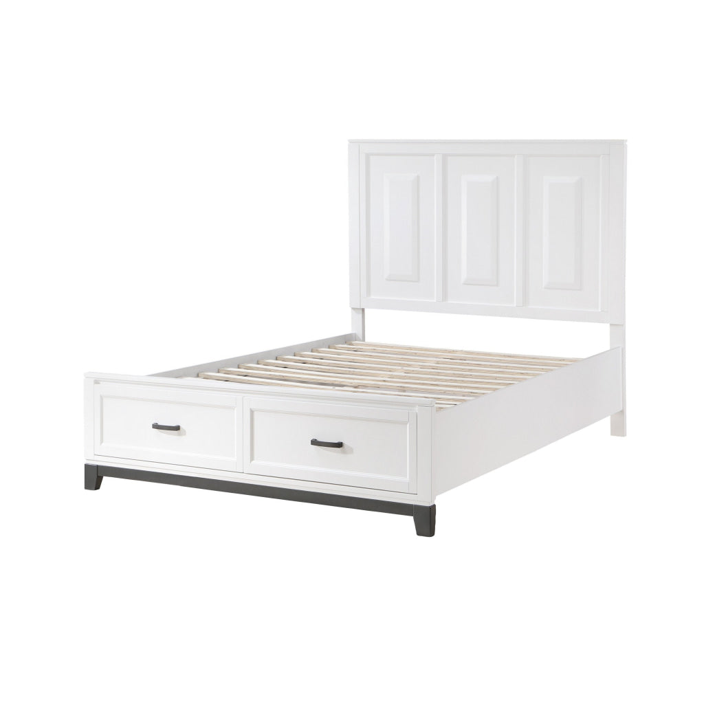 Thiem Queen Size Platform Bed with 2 Storage Drawers White Wood Finish By Casagear Home BM313343