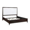 Shim Queen Size Bed with Tall Headboard, White and Cherry Brown Wood By Casagear Home