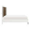 Jem Queen Size Bed Tall Headboard 2 USB Ports Brown White Acacia Veneer By Casagear Home BM313346