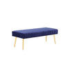 Lida 45 Inch Bench Modern Tufted Lines Blue Soft Velvet Gold Metal By Casagear Home BM313357