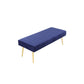 Lida 45 Inch Bench Modern Tufted Lines Blue Soft Velvet Gold Metal By Casagear Home BM313357