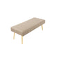 Lida 45 Inch Bench Modern Tufted Lines Beige Faux Leather Gold Metal By Casagear Home BM313358