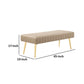 Lida 45 Inch Bench Modern Tufted Lines Beige Faux Leather Gold Metal By Casagear Home BM313358