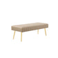 Lida 45 Inch Bench Modern Tufted Lines Beige Faux Leather Gold Metal By Casagear Home BM313358