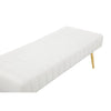 Lida 45 Inch Bench Modern Tufted Lines White Faux Leather Gold Metal By Casagear Home BM313359