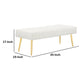 Lida 45 Inch Bench Modern Tufted Lines White Faux Leather Gold Metal By Casagear Home BM313359