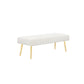 Lida 45 Inch Bench Modern Tufted Lines White Faux Leather Gold Metal By Casagear Home BM313359