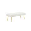 Lida 45 Inch Bench Modern Tufted Lines White Faux Leather Gold Metal By Casagear Home BM313359