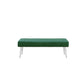 Lida 45 Inch Bench Modern Tufted Lines Green Soft Velvet Chrome Metal By Casagear Home BM313362