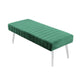 Lida 45 Inch Bench Modern Tufted Lines Green Soft Velvet Chrome Metal By Casagear Home BM313362