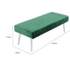 Lida 45 Inch Bench Modern Tufted Lines Green Soft Velvet Chrome Metal By Casagear Home BM313362