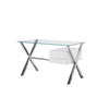 Tia 51 Inch Small Office Desk, Glass Tempered Top, 2 Drawers, White Finish By Casagear Home