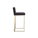 Boly 30 Inch Barstool Chair Cushioned Gray Velvet Gold Cantilever Base By Casagear Home BM313375