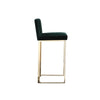 Boly 30 Inch Barstool Chair, Cushioned Green Velvet, Gold Cantilever Base
 By Casagear Home