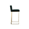 Boly 30 Inch Barstool Chair, Cushioned Green Velvet, Gold Cantilever Base
 By Casagear Home