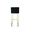 Boly 30 Inch Barstool Chair, Cushioned Green Velvet, Gold Cantilever Base
 By Casagear Home