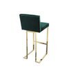 Boly 30 Inch Barstool Chair, Cushioned Green Velvet, Gold Cantilever Base
 By Casagear Home