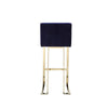 Boly 30 Inch Barstool Chair, Cushioned Blue Velvet, Gold Cantilever Base
 By Casagear Home