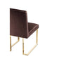 Boly 24 Inch Side Dining Chair Set of 2, Brown Velvet, Gold Cantilever By Casagear Home