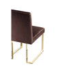 Boly 24 Inch Side Dining Chair Set of 2, Brown Velvet, Gold Cantilever By Casagear Home