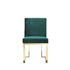 Boly 24 Inch Side Dining Chair Set of 2 Green Velvet Gold Cantilever By Casagear Home BM313384