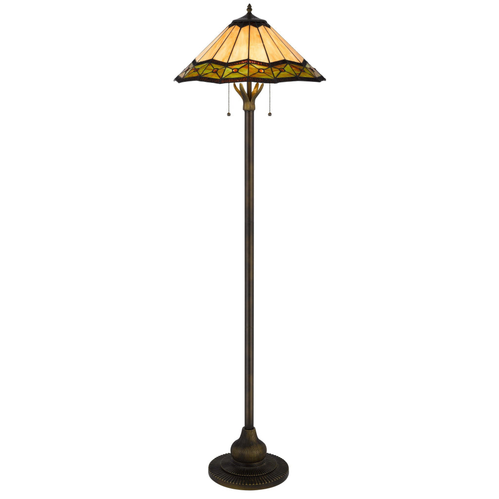 Dio 62 Inch Floor Lamp Colorful Tiffany Style Stained Glass Bronze Resin By Casagear Home BM313389