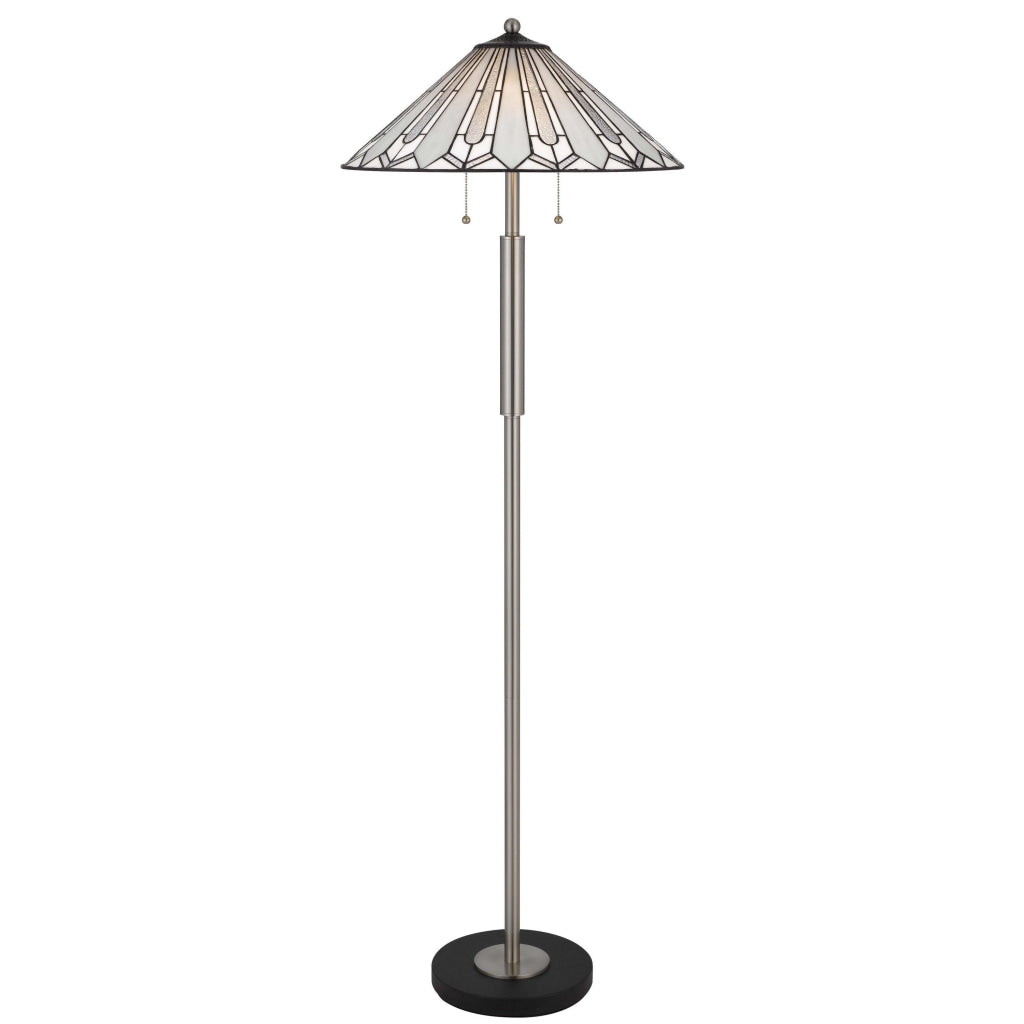 Kio 61 Inch Floor Lamp Modern Tiffany Style Stained Glass Silver Metal By Casagear Home BM313391