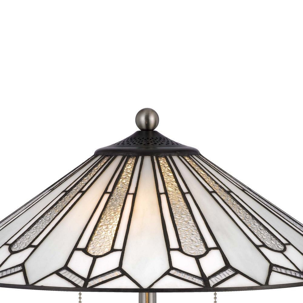 Kio 23 Inch Table Lamp Modern Tiffany Style Stained Glass Silver Metal BM313392