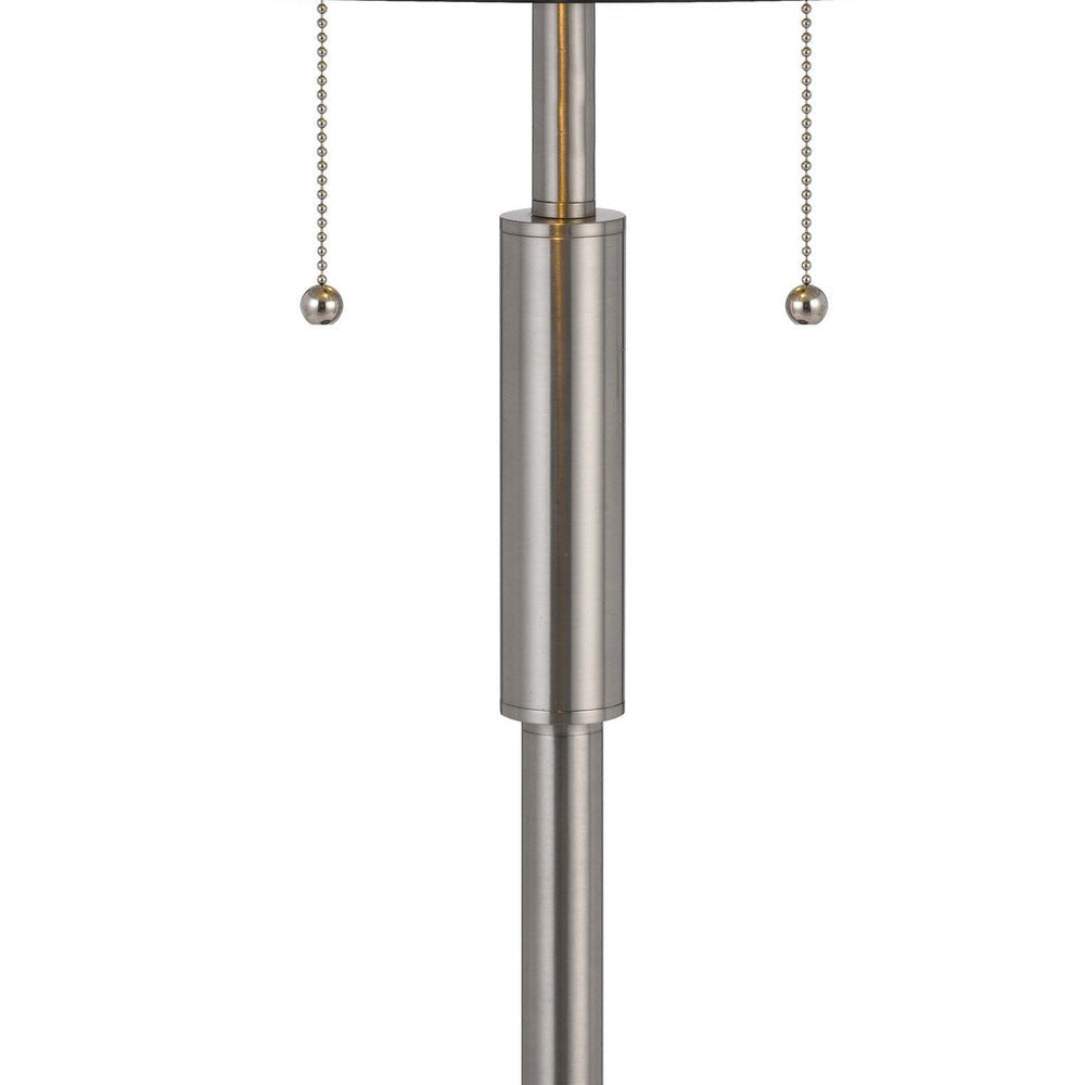 Kio 23 Inch Table Lamp Modern Tiffany Style Stained Glass Silver Metal BM313392