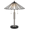 Kio 23 Inch Table Lamp, Modern Tiffany Style Stained Glass, Silver Metal By Casagear Home