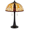 24 Inch Table Lamp Tiffany Style Stained Glass Pull Chain Black Resin By Casagear Home BM313393