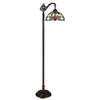 62 Inch Floor Lamp, Down Arc Shade Tiffany Style Stained Glass, Bronze By Casagear Home