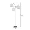 84 Inch Floor Lamp, 3 Tree Style White Drum Shades, Black Metal Finish By Casagear Home