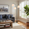 84 Inch Floor Lamp, 3 Tree Style White Drum Shades, Black Metal Finish By Casagear Home