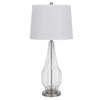 34 Inch Table Lamp Set of 2 White Drum Shade Glass Round Metal Base By Casagear Home BM313397